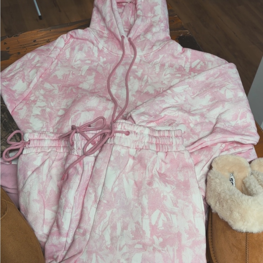 Papermoon Pink and White Tie-Dye Pajama Set